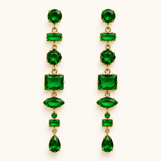 Emerald Cascade Earrings - Zenee - Earrings