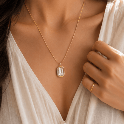 Emerald Cut Radiance Necklace - Zenee - Necklaces