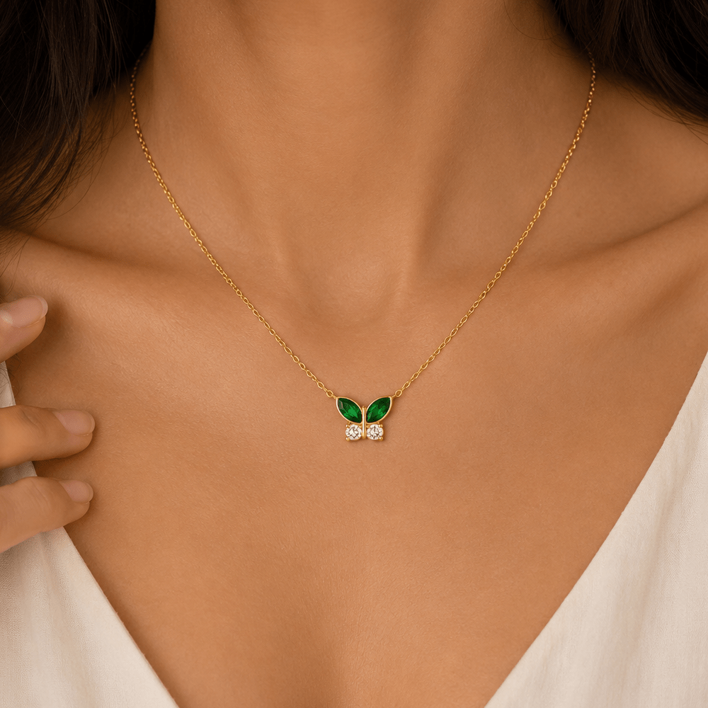 Emerald Flutter Necklace - Zenee-Necklaces