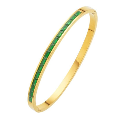 Emerald Luxe Line Bangle - Zenee - Bracelets