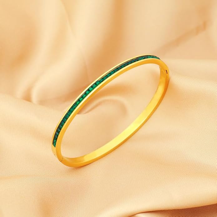 Emerald Luxe Line Bangle - Zenee - Bracelets