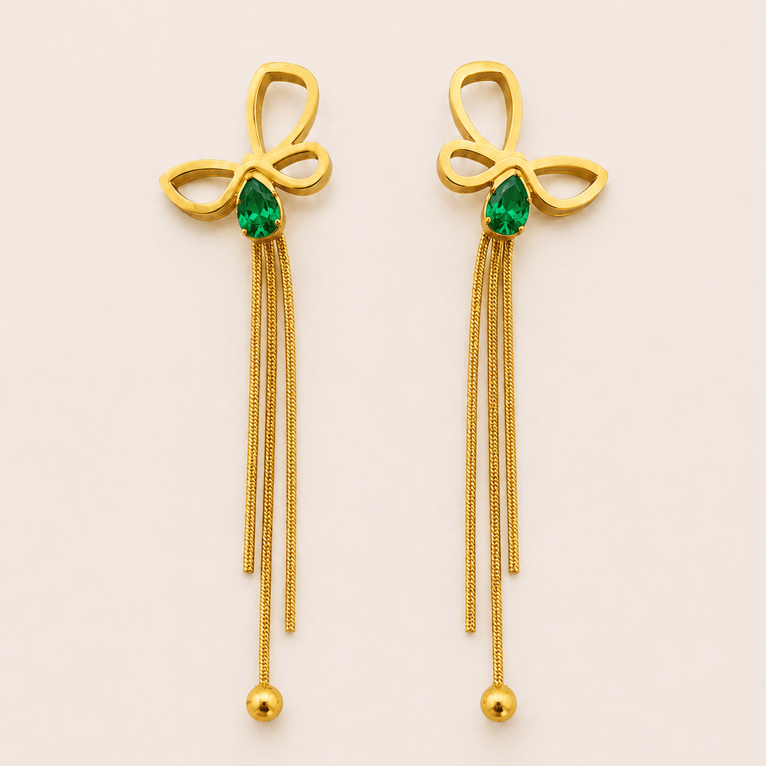 Emerald Whisper Tassel Earrings - Zenee-Earrings