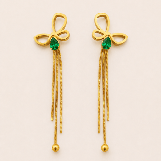 Emerald Whisper Tassel Earrings - Zenee-Earrings