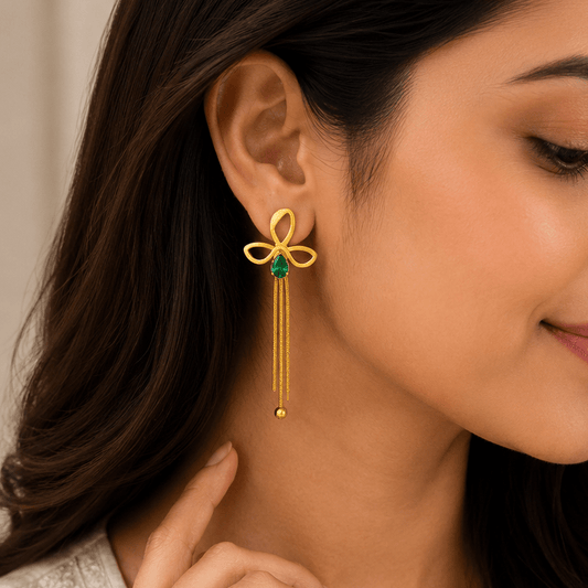 Emerald Whisper Tassel Earrings - Zenee-Earrings