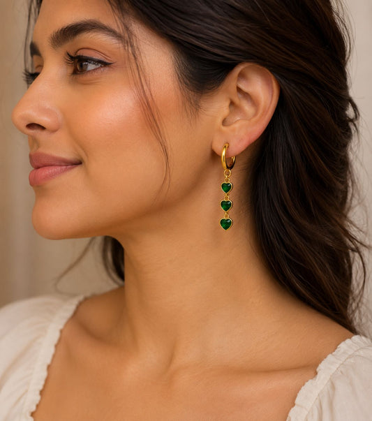 Emerelle Heart Drop Hoops - Zenee - Earrings