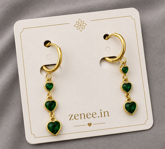 Emerelle Heart Drop Hoops - Zenee - Earrings