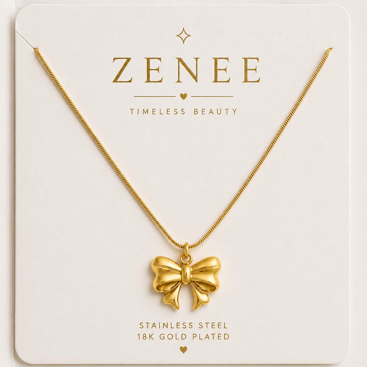 Golden Belle Bow Necklace - Zenee - Necklaces