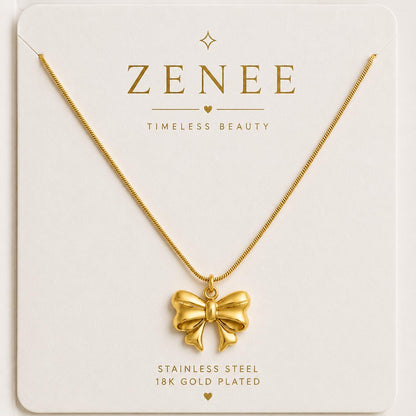 Golden Belle Bow Necklace - Zenee - Necklaces