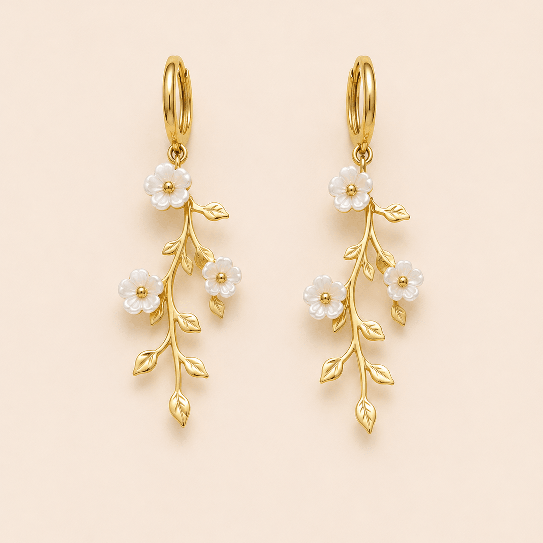 Ivory Blossom Drop Earrings - Zenee-Earrings