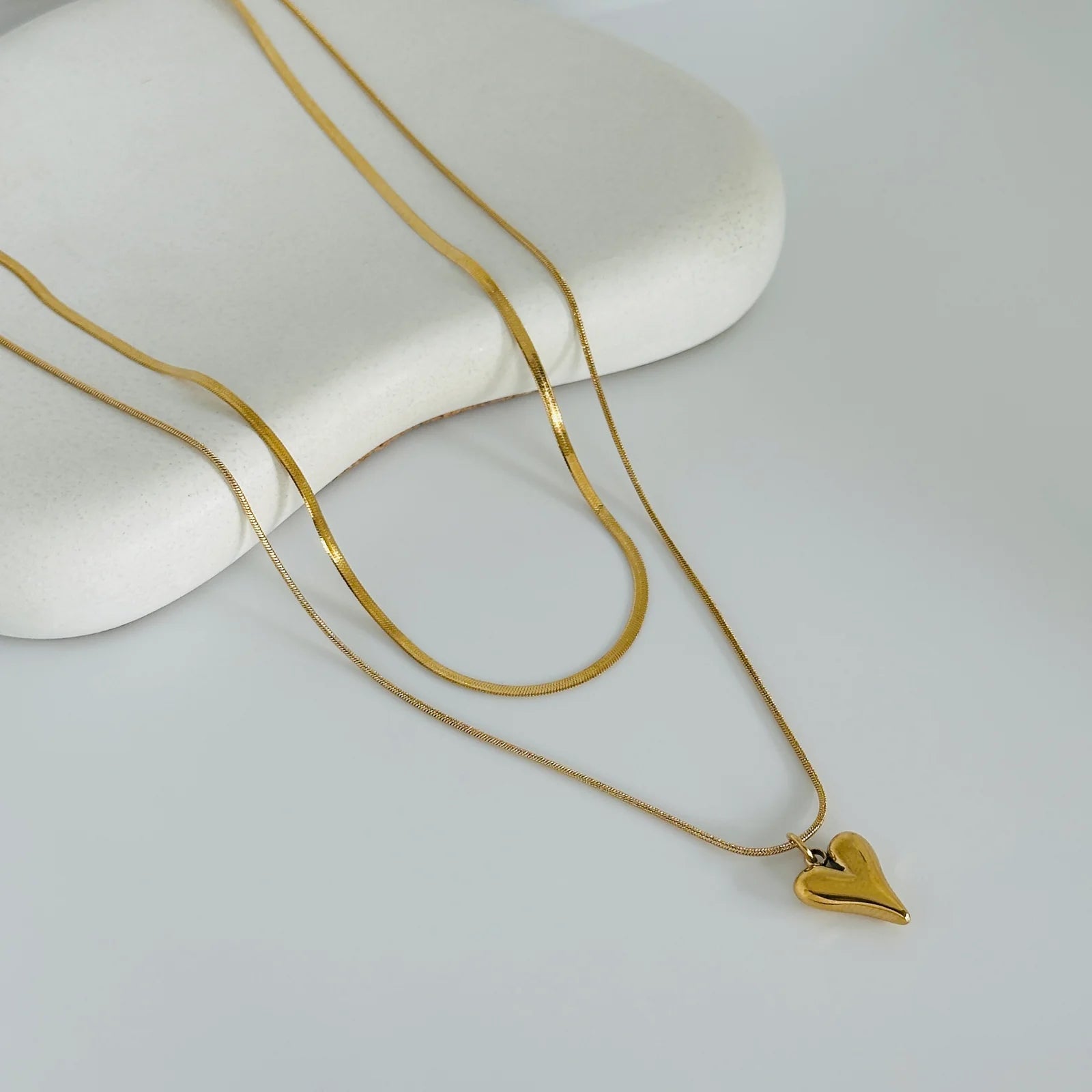 Lumière Heart Layered Necklace Set - Zenee - Necklaces