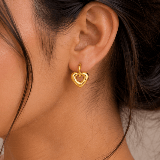 Luna Heart Hoop Earrings - Zenee-Earrings
