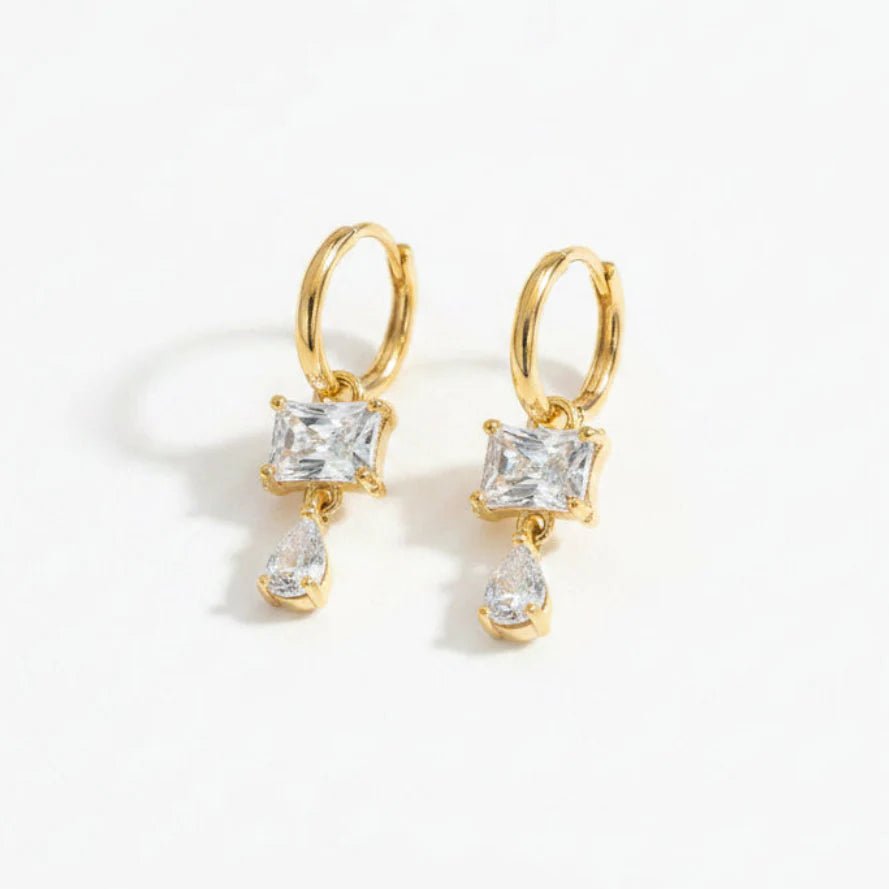 Lunelle Drop Hoop Earrings - Zenee-Earrings