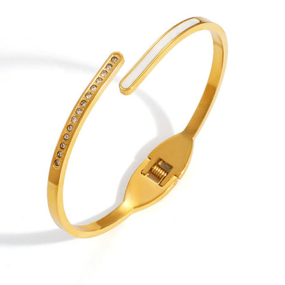 Luxe Dual Edge Crystal Cuff - Zenee - Bracelets