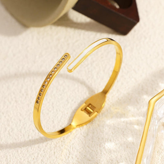 Luxe Dual Edge Crystal Cuff - Zenee - Bracelets