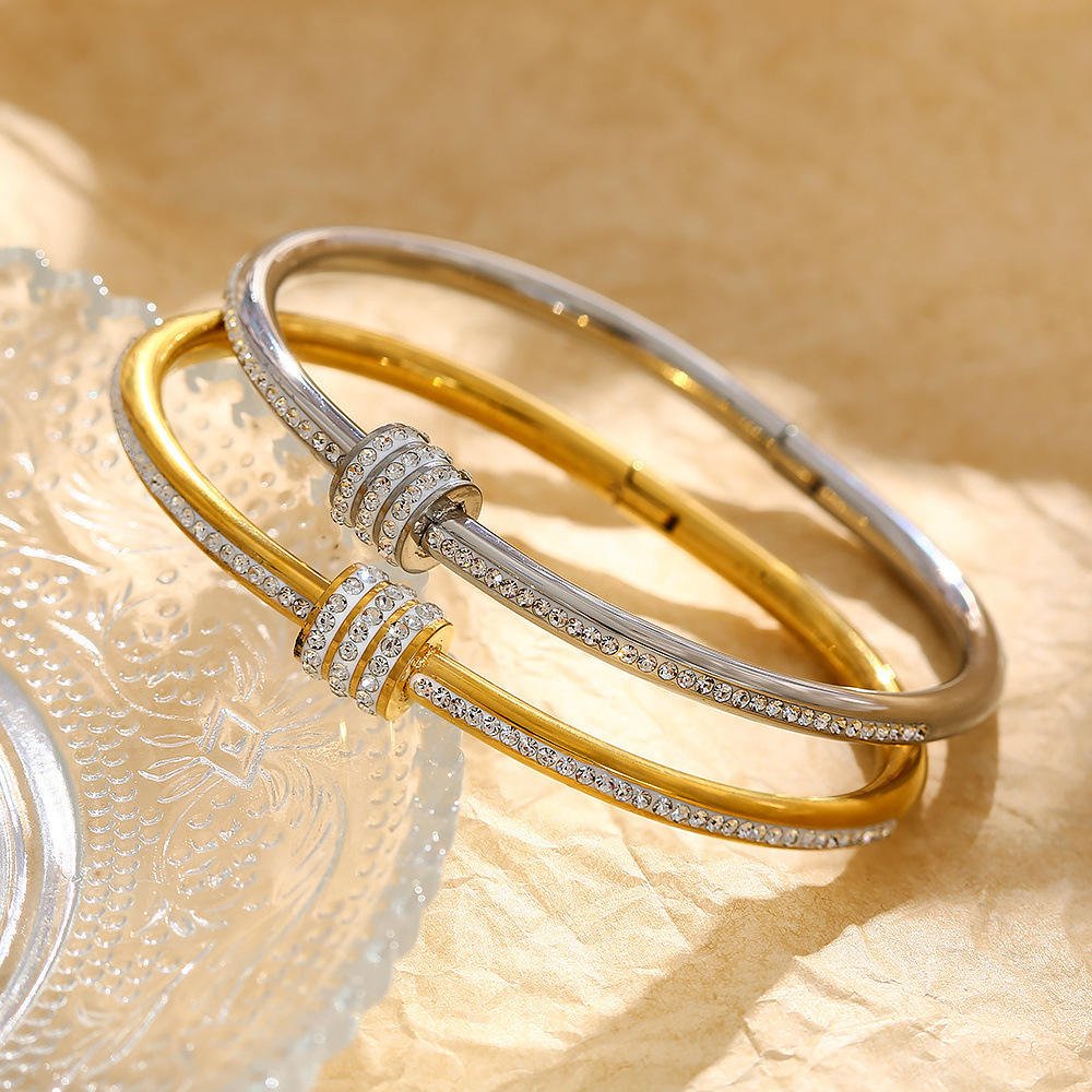 Luxe Orbit Crystal Bangle - Zenee - Bracelets