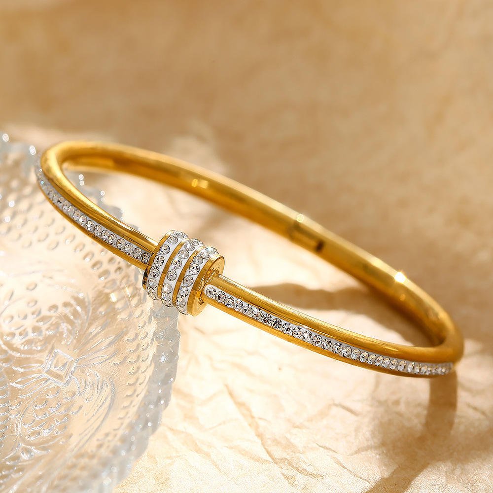 Luxe Orbit Crystal Bangle - Zenee - Bracelets