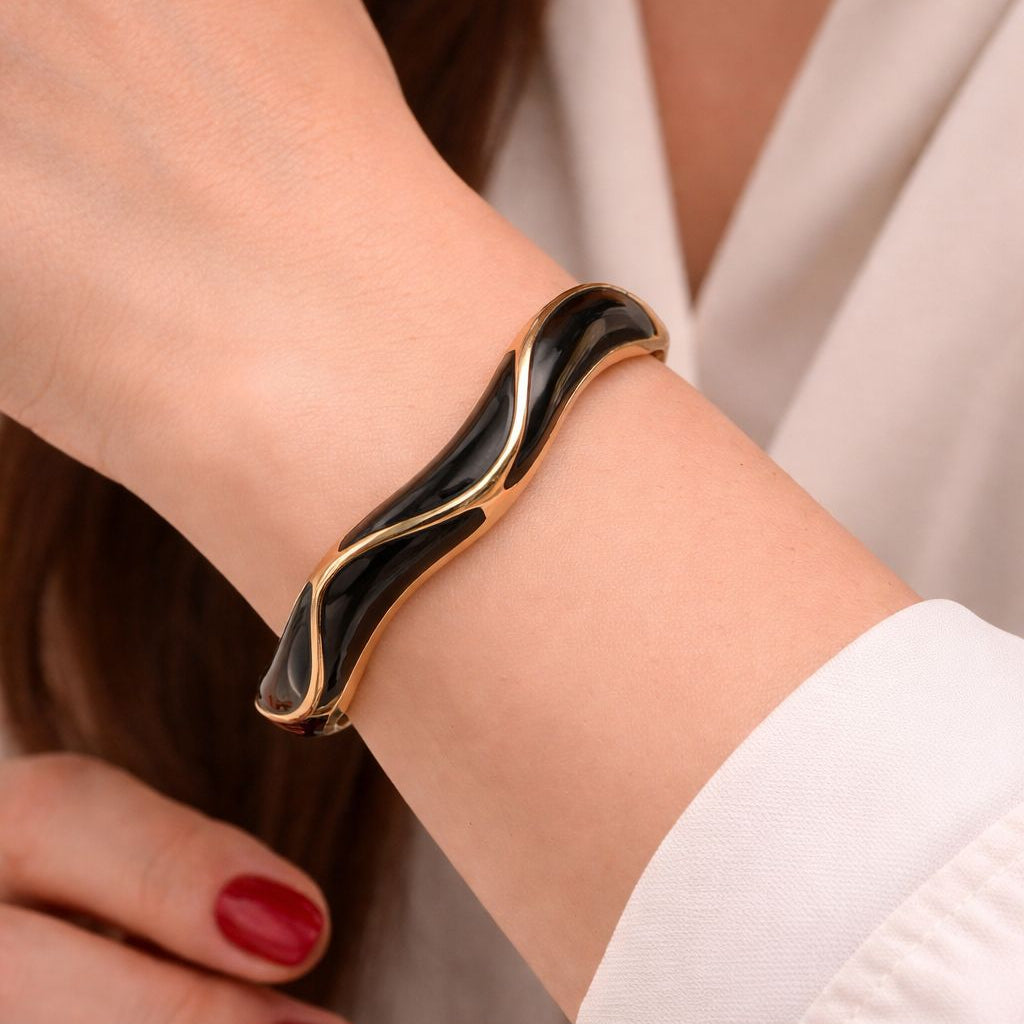 Noir Wave Bangle - Zenee - Bracelets