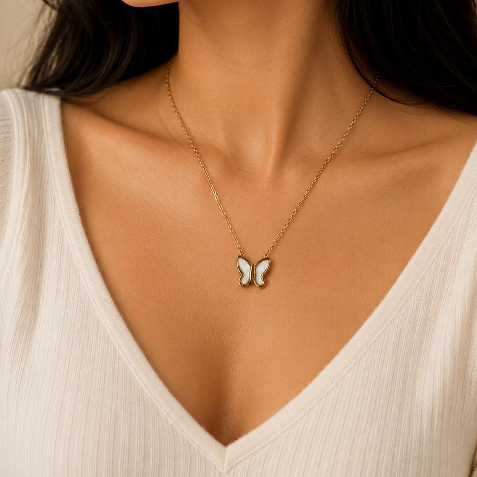 Pearl Flutter Butterfly Necklace - Zenee - Jewelry Sets