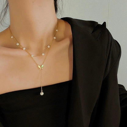 Pearl Flutter Lariat Necklace - Zenee-Necklaces