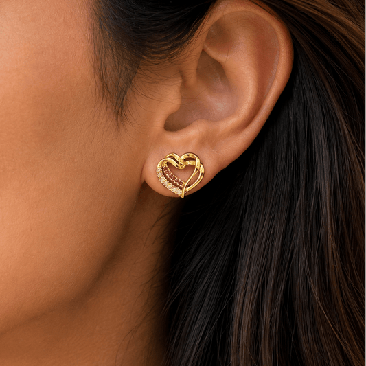 Rosé Amour Heart Stud Earrings - Zenee - Earrings