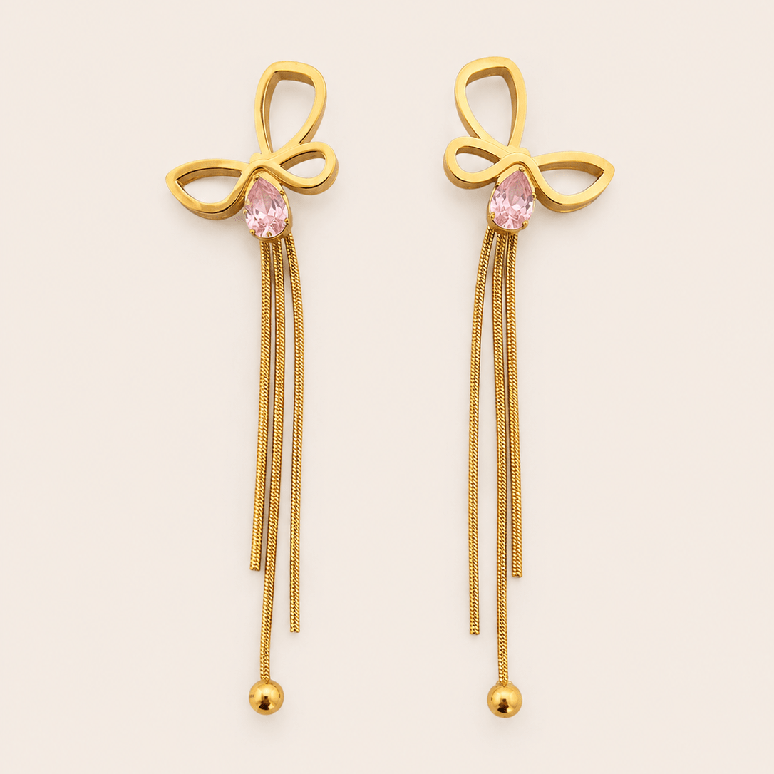 Rosette Tassel Drop Earrings - Zenee-Earrings