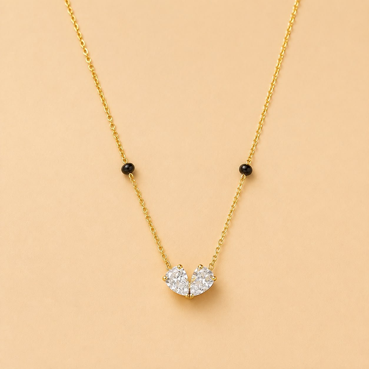 Twin Heart Mangalsutra Necklace - Zenee-Necklaces