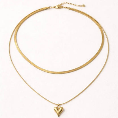 Veloura Layered Heart Necklace - Zenee-Necklaces
