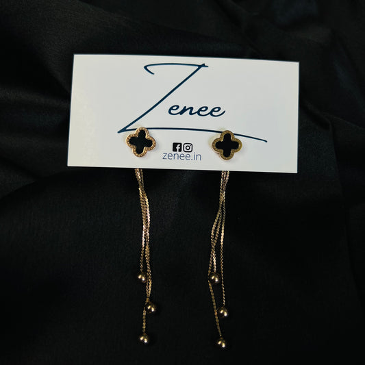 Black Clover with Hangings Earrings