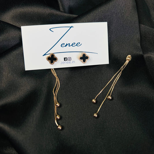 Black Clover with Hangings Earrings
