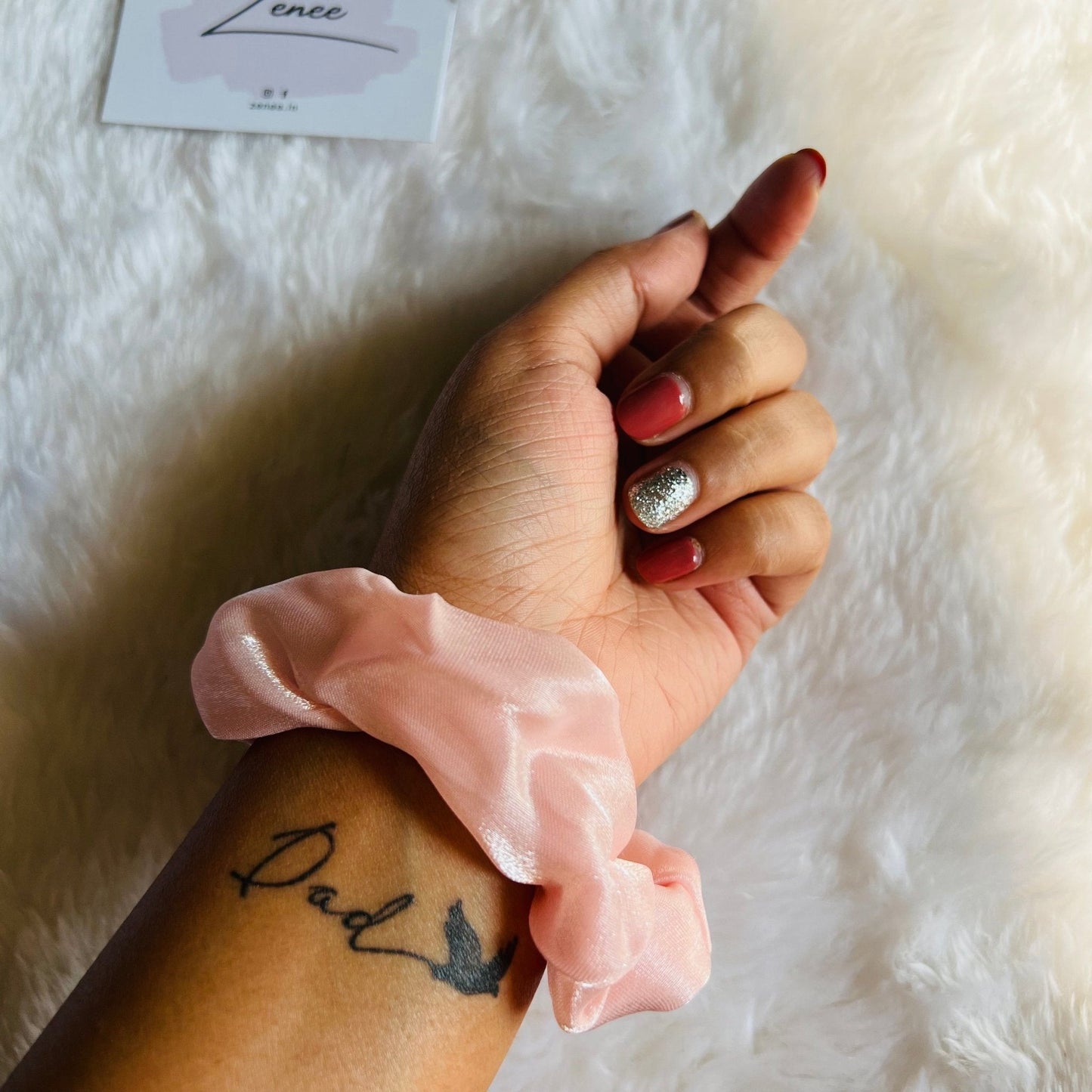 Baby Pink Scrunchies - Zenee.in-Hair Accessories