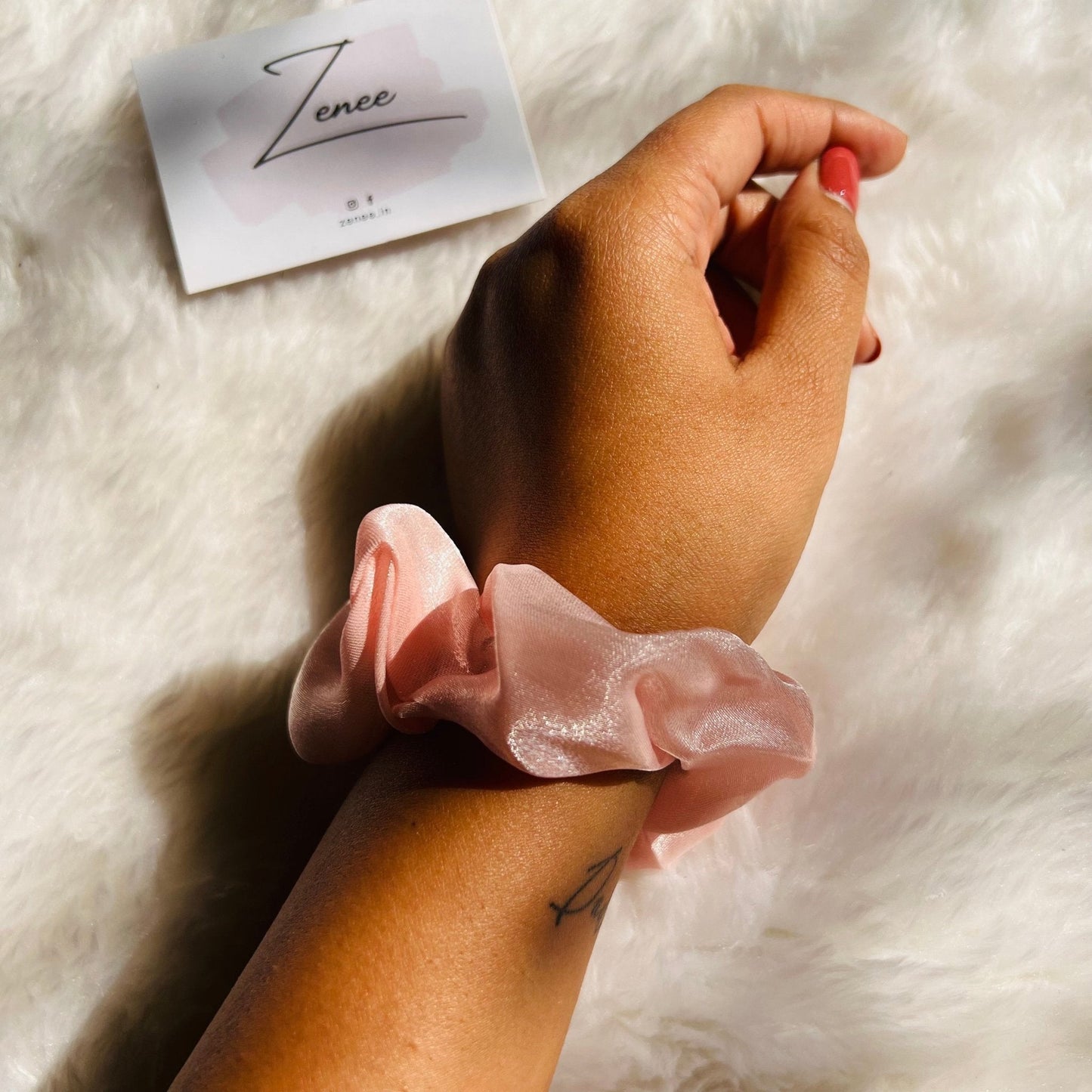 Baby Pink Scrunchies - Zenee.in-Hair Accessories