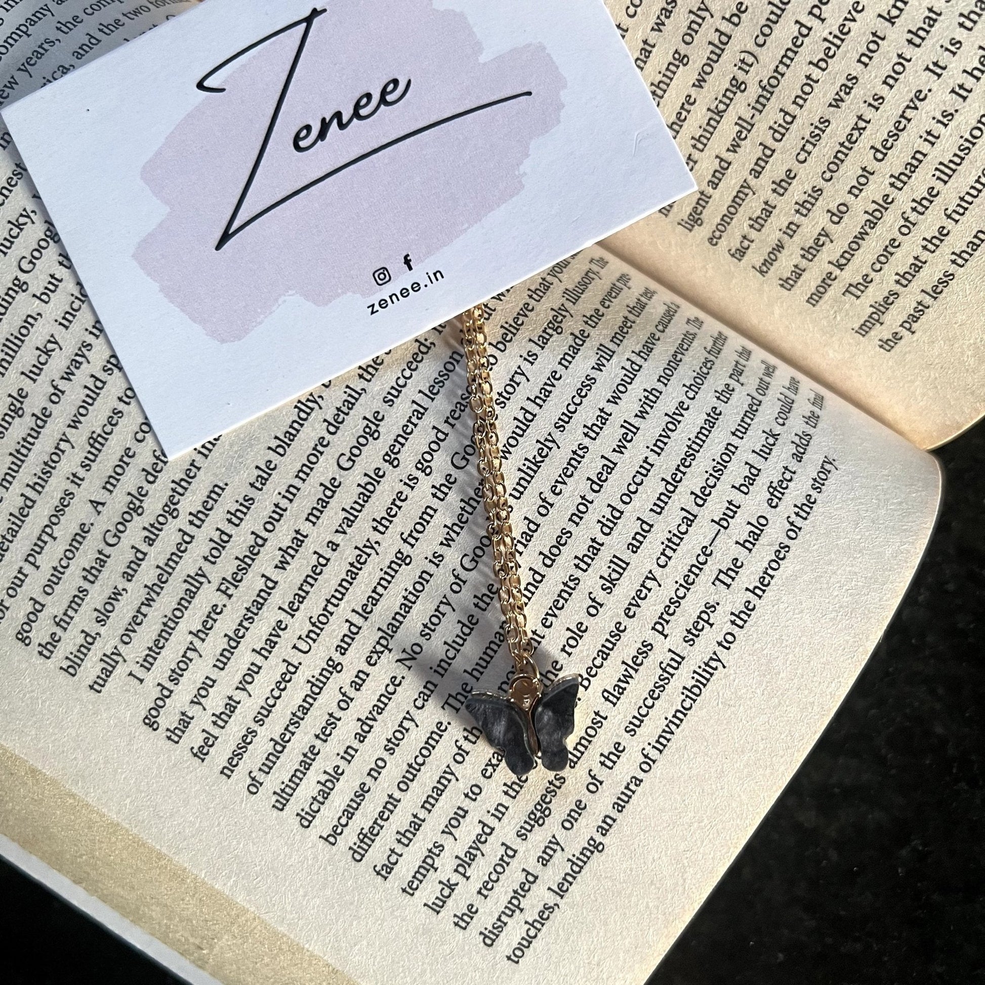 Black Butterfly Matte Necklace - Zenee.in-Necklaces