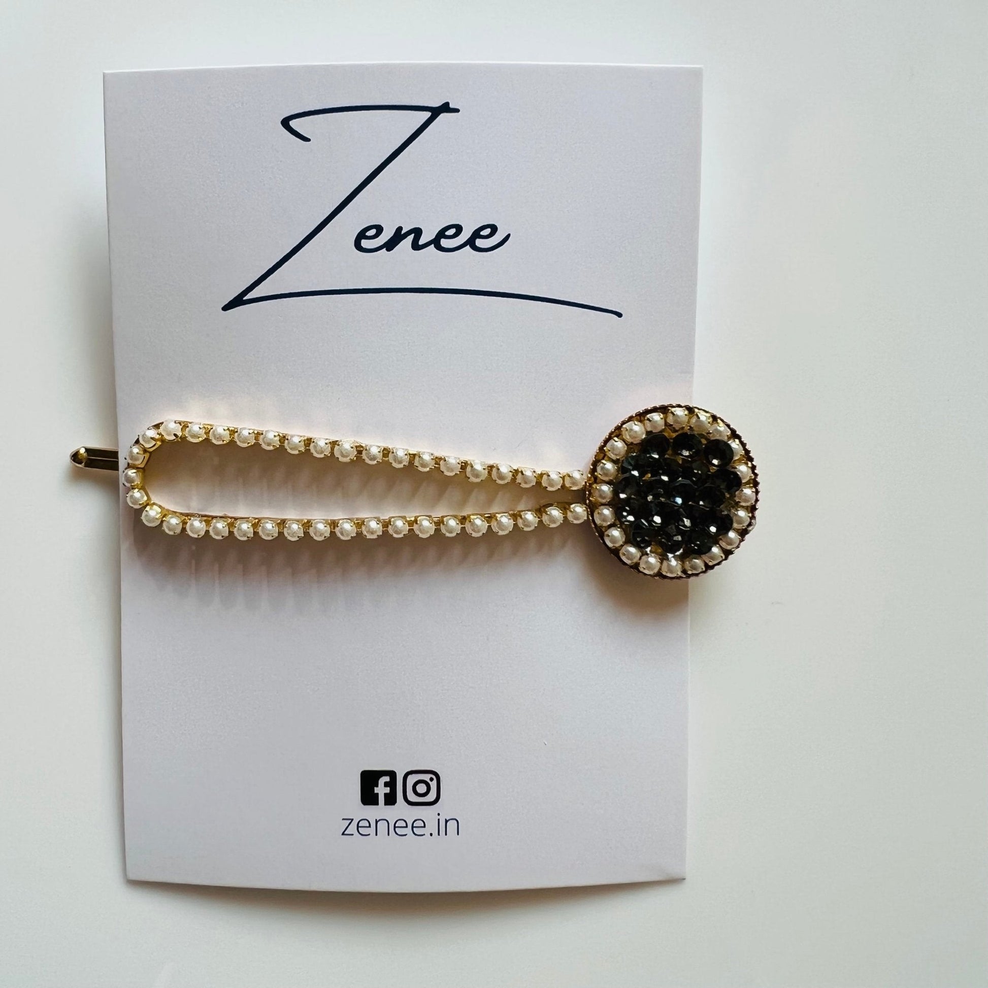 Black Druzy Hair Clip - Zenee.in-Hair Accessories