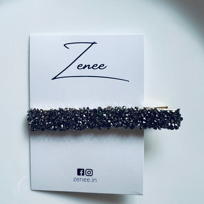 Black Druzy Hair Clip - Zenee.in-Hair Accessories