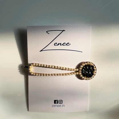 Black Druzy Hair Clip - Zenee.in-Hair Accessories