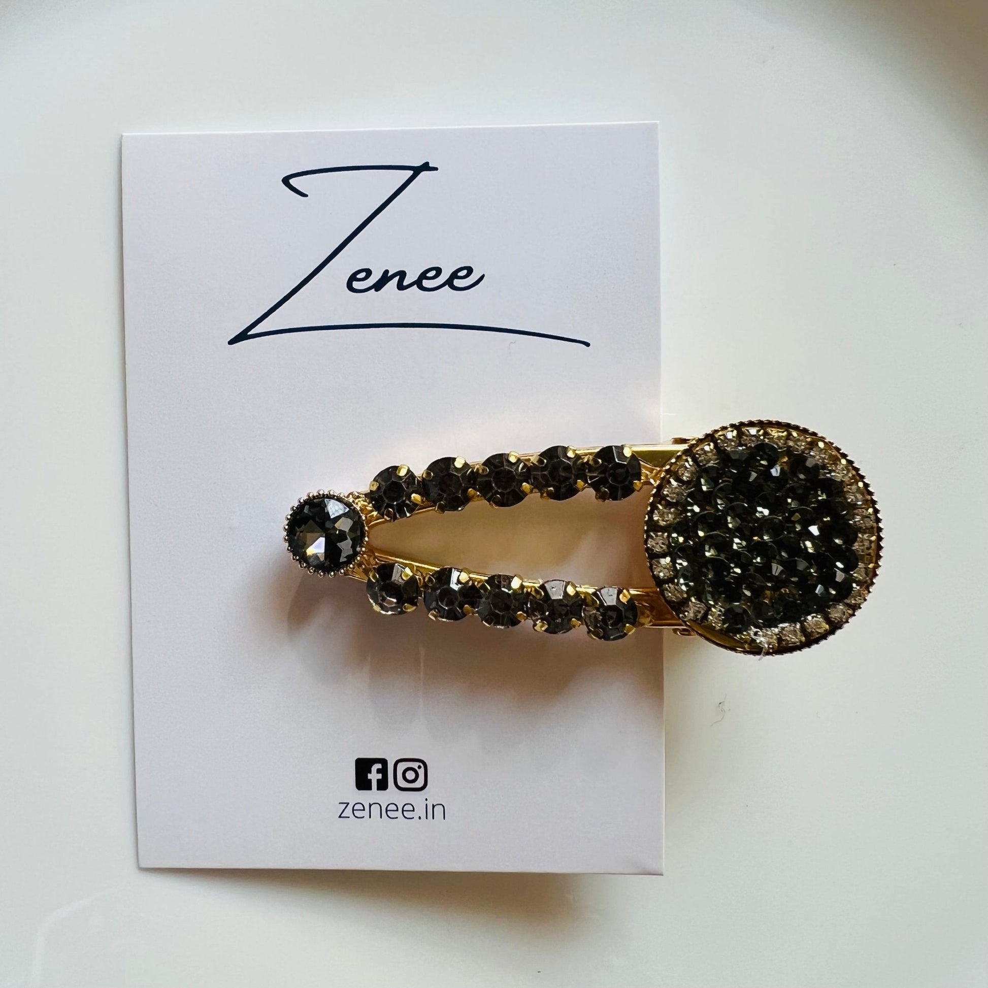 Black Stones Hair Clip - Zenee.in-Hair Accessories