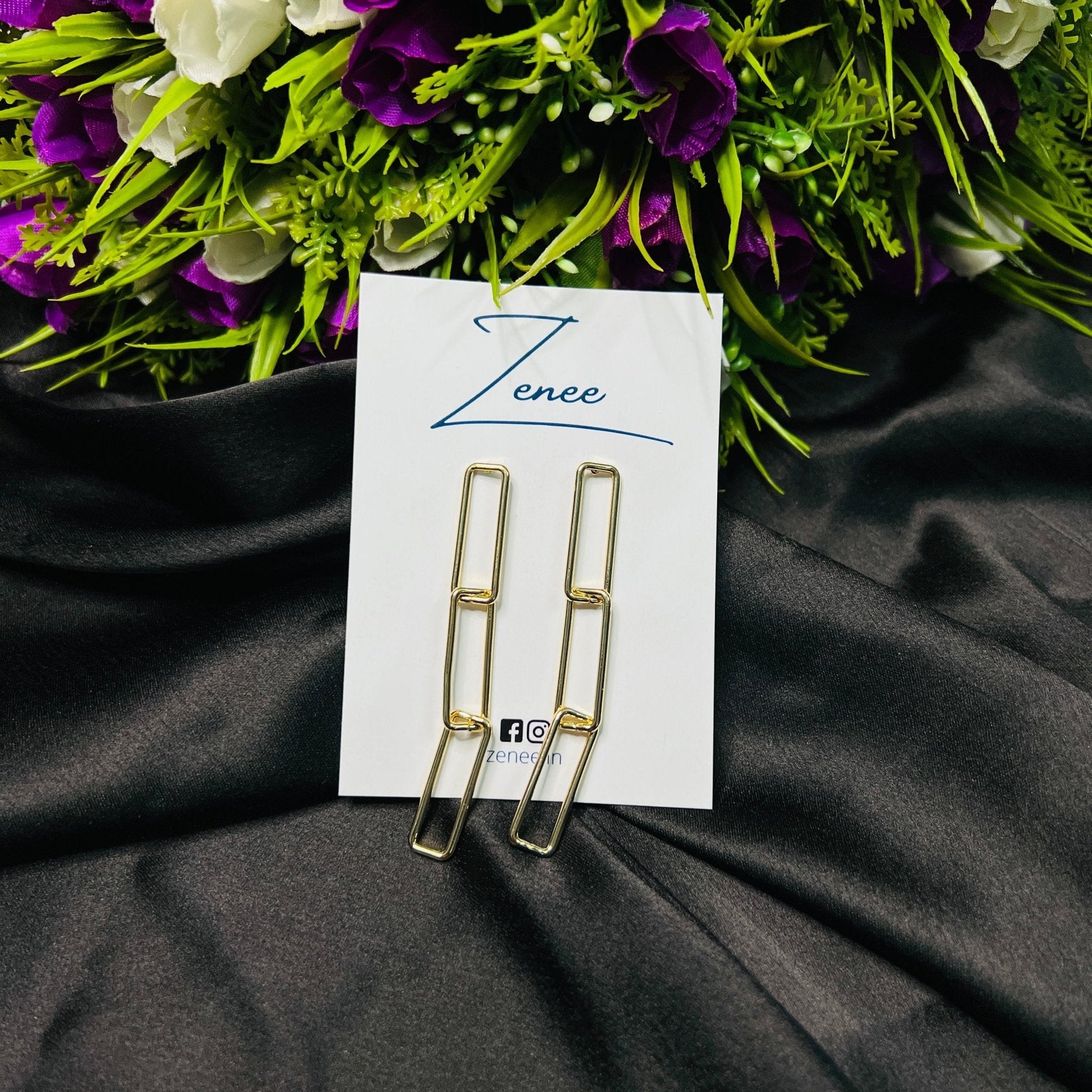 Block Styled Linked Earrings - Zenee.in-Earrings