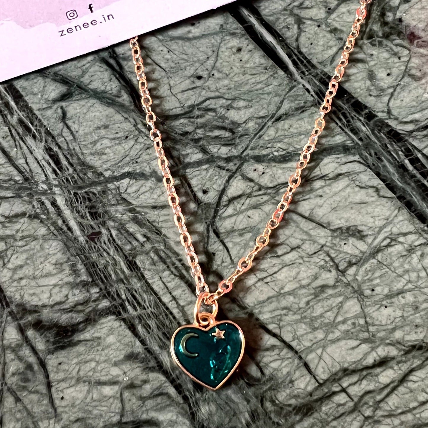 Blue Heart Necklace - Zenee.in-Necklaces