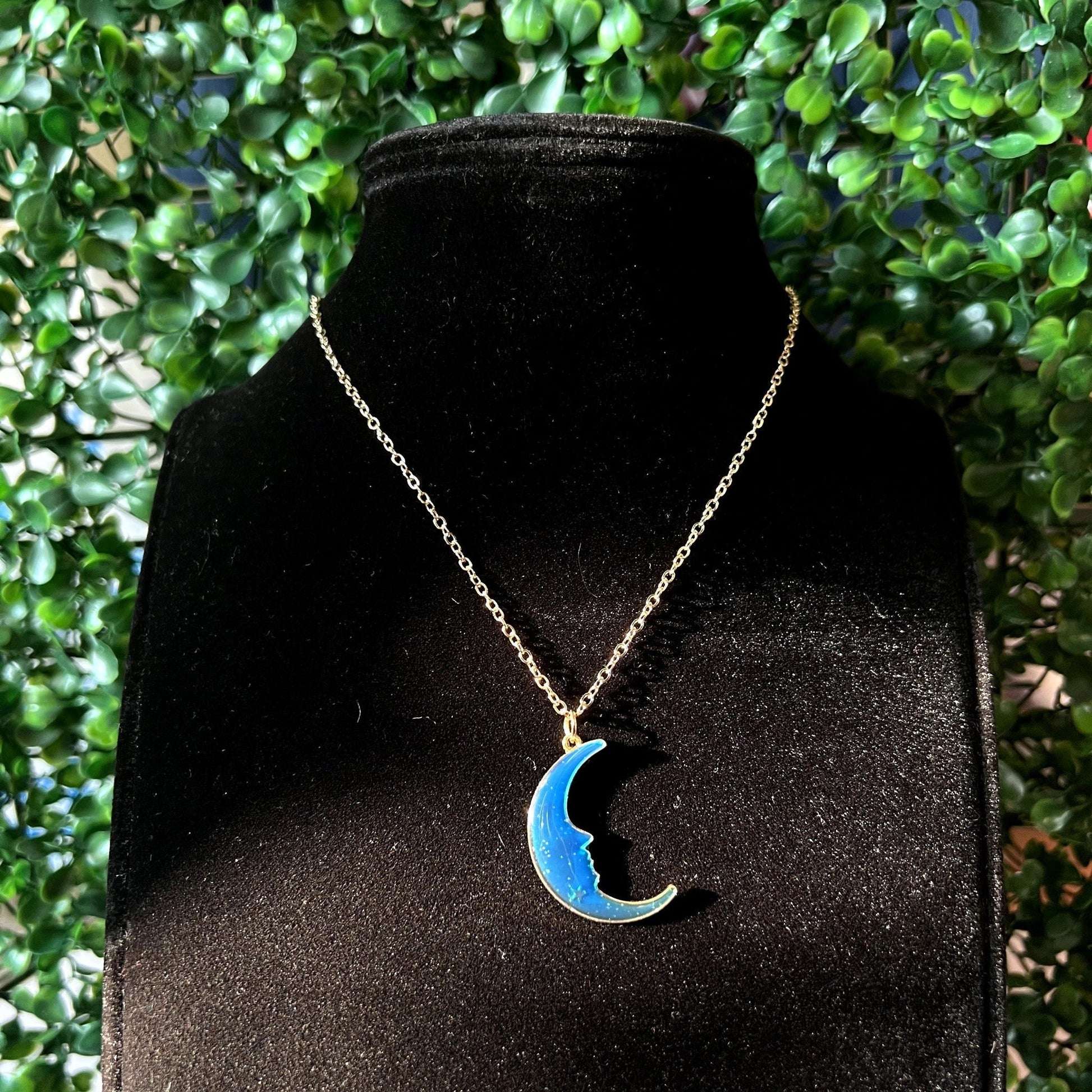 Blue Moon Croissant Necklace - Zenee.in-Necklaces