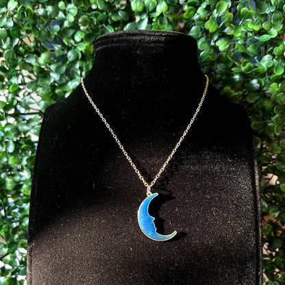 Blue Moon Croissant Necklace - Zenee.in-Necklaces