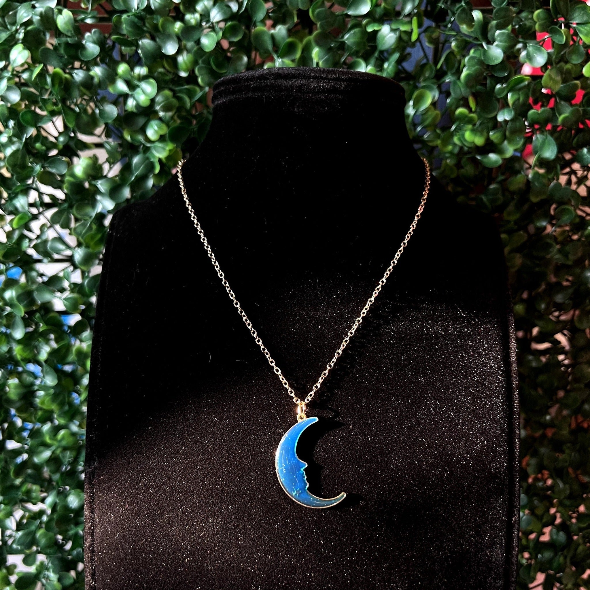 Sparkling Blue Moon & Stars Heart Necklace | PANDORA | BeCharming.com
