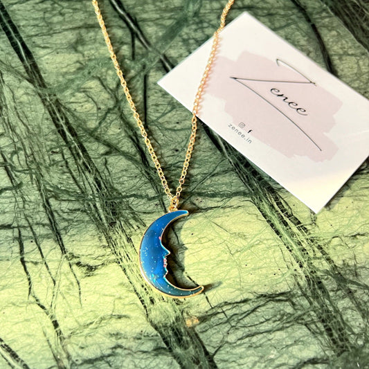 Blue Moon Croissant Necklace - Zenee.in-Necklaces