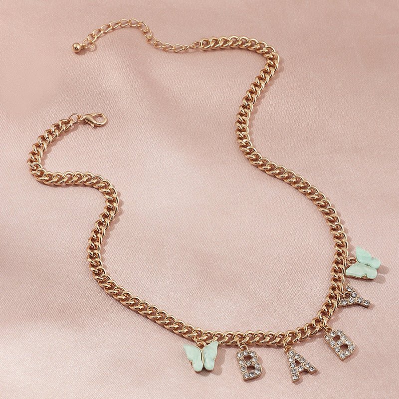 Butterfly Baby Letter Necklace - Zenee.in-Necklaces