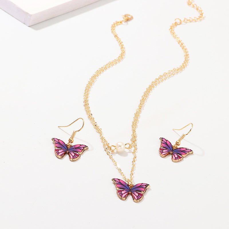 Butterfly Necklace and Earrings Set - Zenee.in-Jewelry Sets