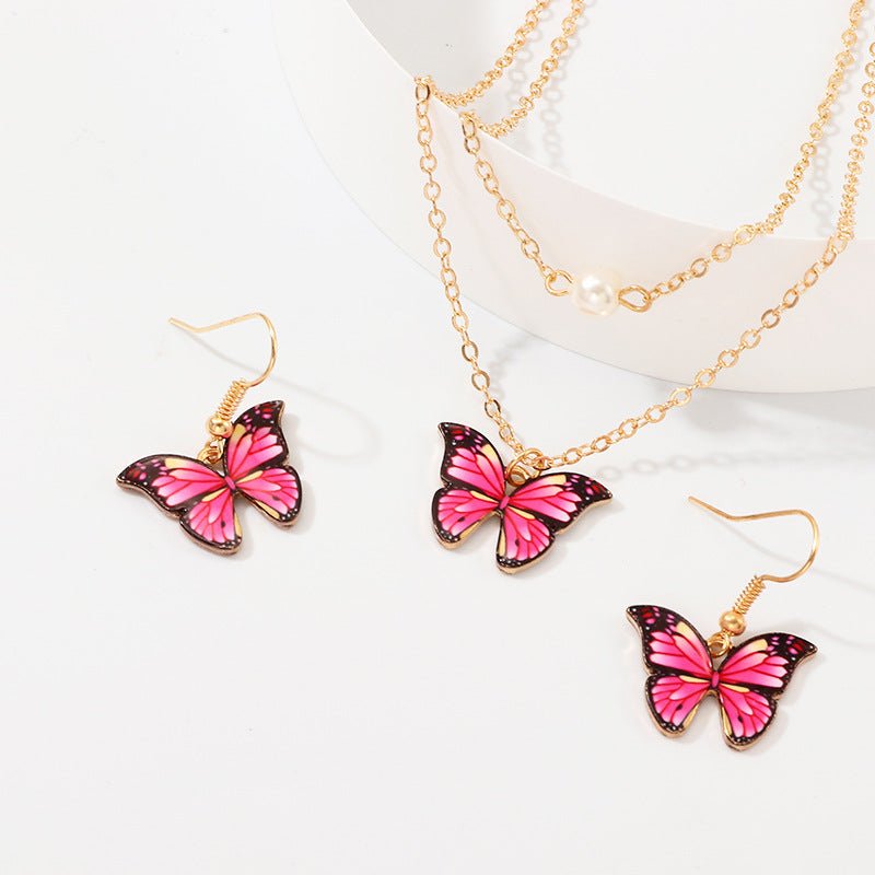 New ins Vintage Exquisite Butterfly Earring Gold-plated Zircon Flower Stud  Earrings Set For Women Girls Fashion Jewelry Gift