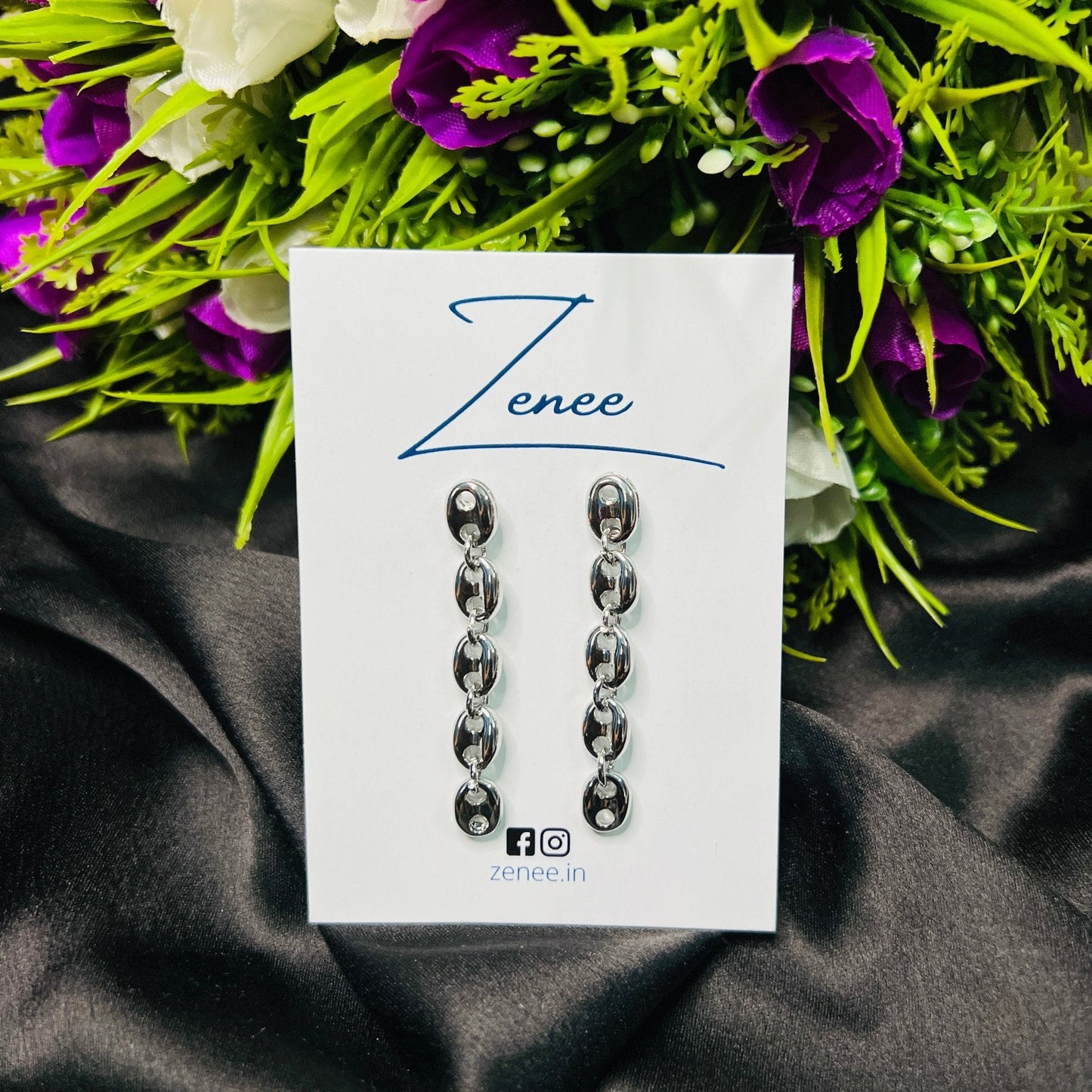 Button Styled Linked Earrings - Zenee.in-Earrings