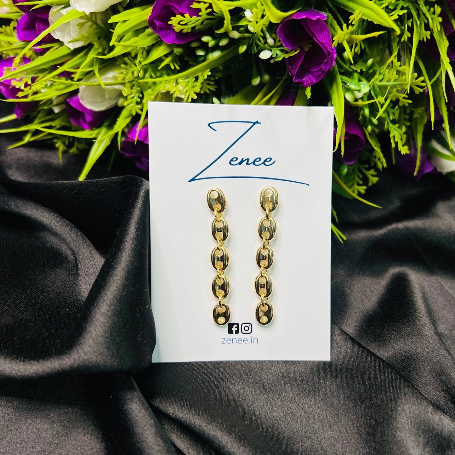 Button Styled Linked Earrings - Zenee.in-Earrings