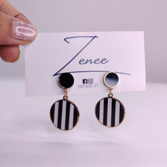 Cali Black and White Earrings - Zenee.in-Earrings