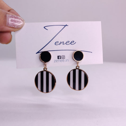 Cali Black and White Earrings - Zenee.in-Earrings