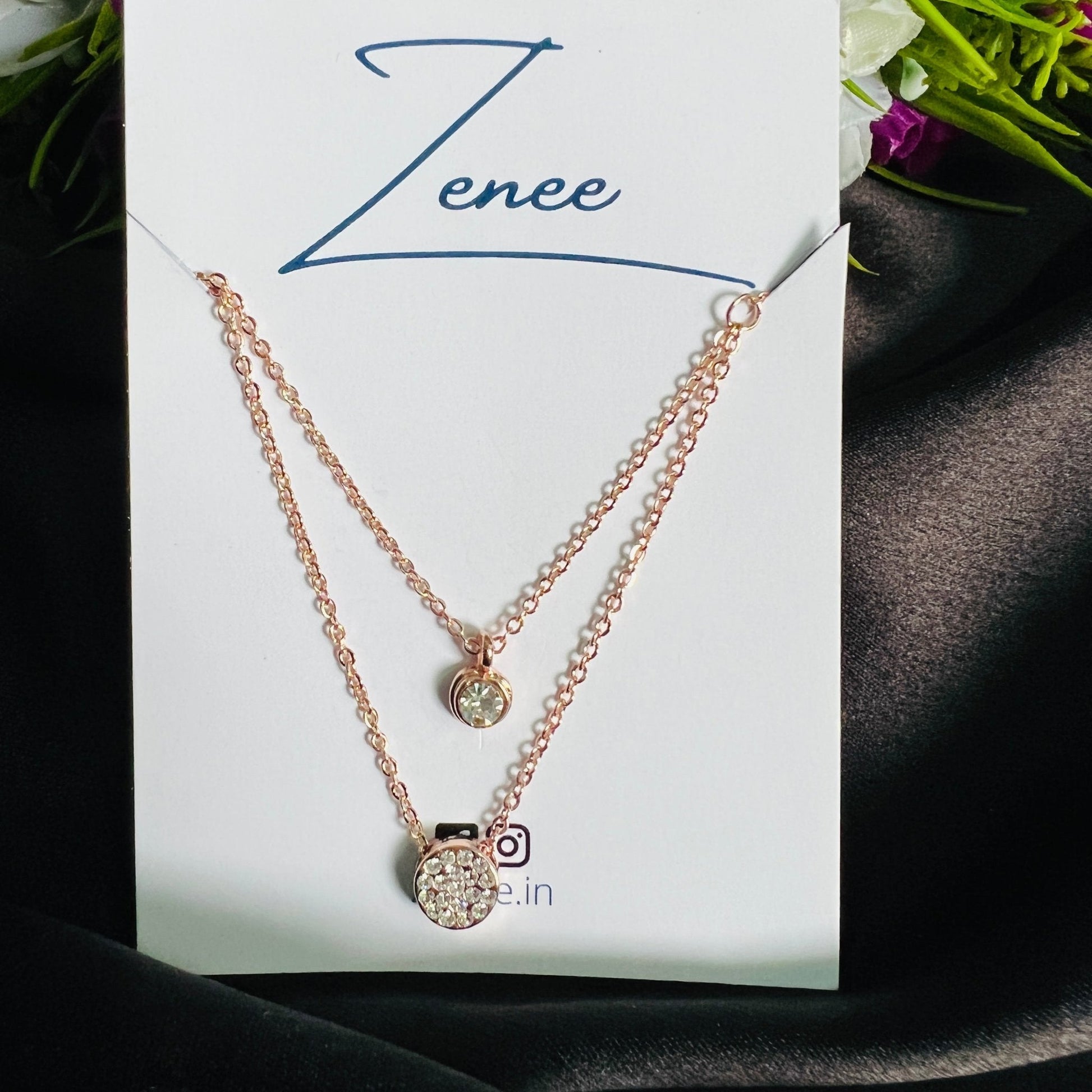 Circle Pendant Double Layer Necklace - Zenee.in-Necklaces